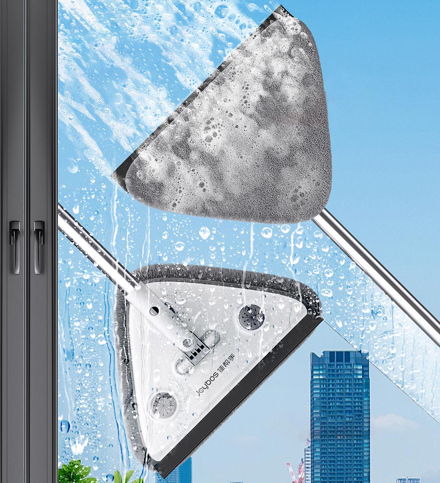 Joybos® 65 Inches Rotating Triangle Wall Mop Cleaner With Window Squeegee Z20