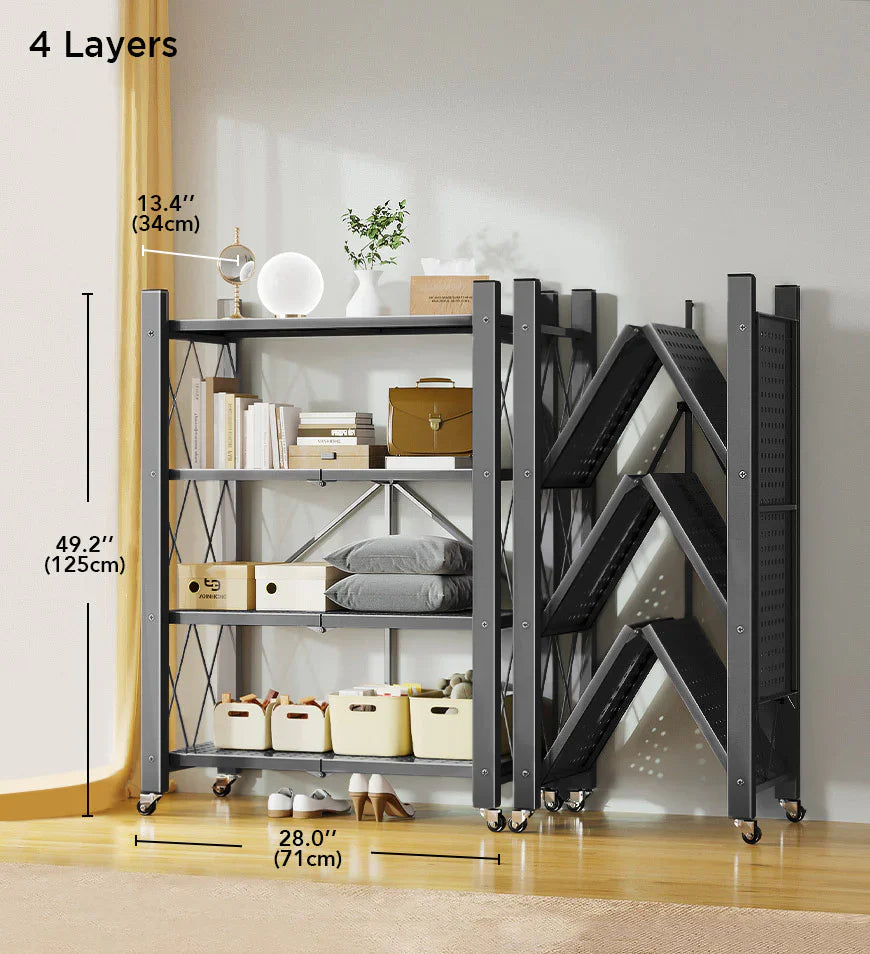 Joybos® Foldable Storage Shelving Units Metal on Wheels Casters