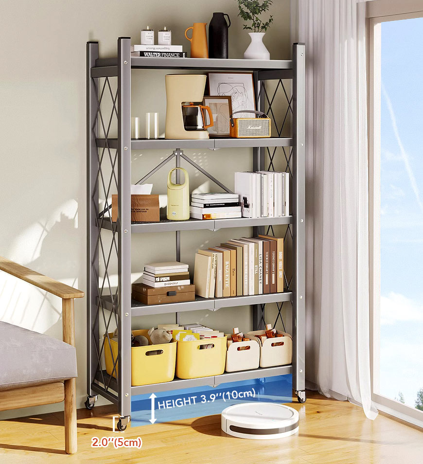Joybos® Foldable Storage Shelving Units Metal on Wheels Casters