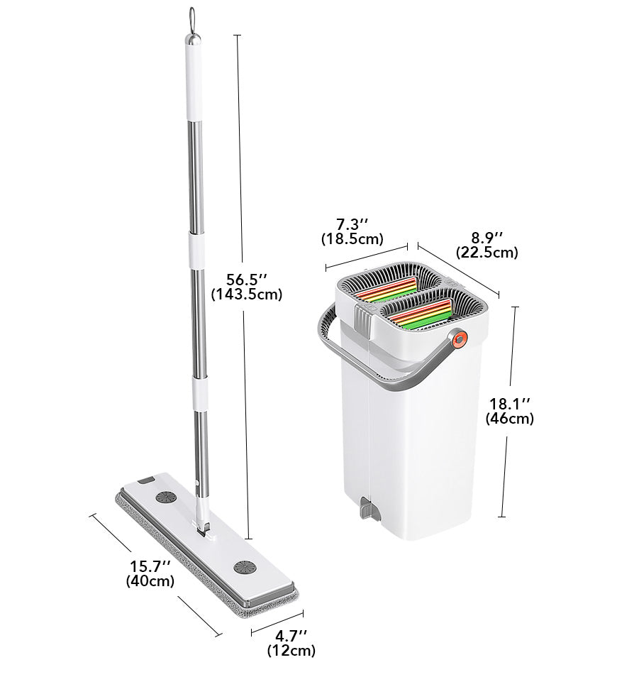 Joybos® Upgrade 2+2 Scrapers 16" Large Flat Mop and Bucket System Z84
