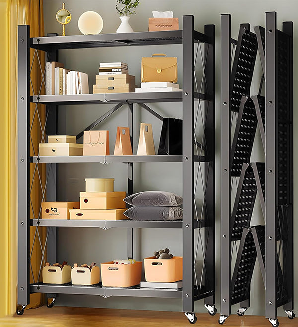 Joybos® Heavy Duty Foldable Metal Organizer Shelves with Wheels Great for Garage Kitchen