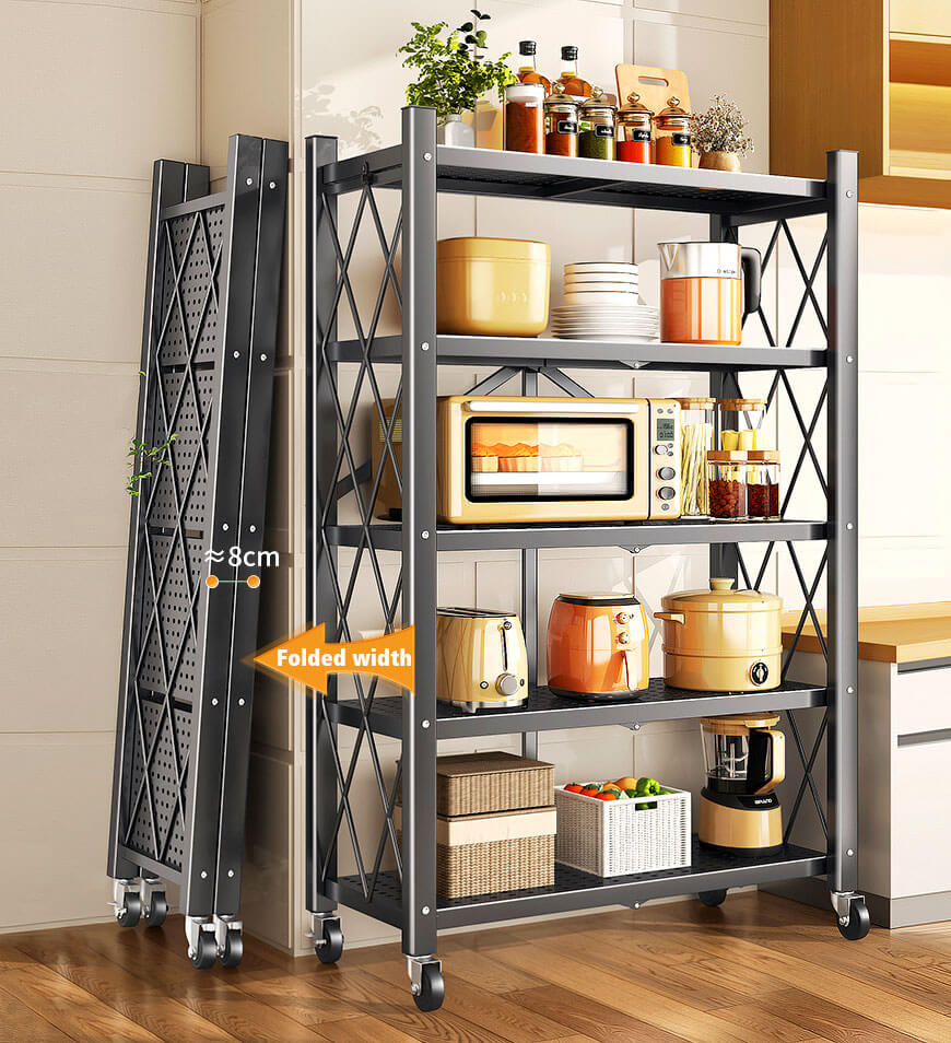Joybos® Heavy Duty Foldable Metal Organizer Shelves with Wheels Great for Garage Kitchen