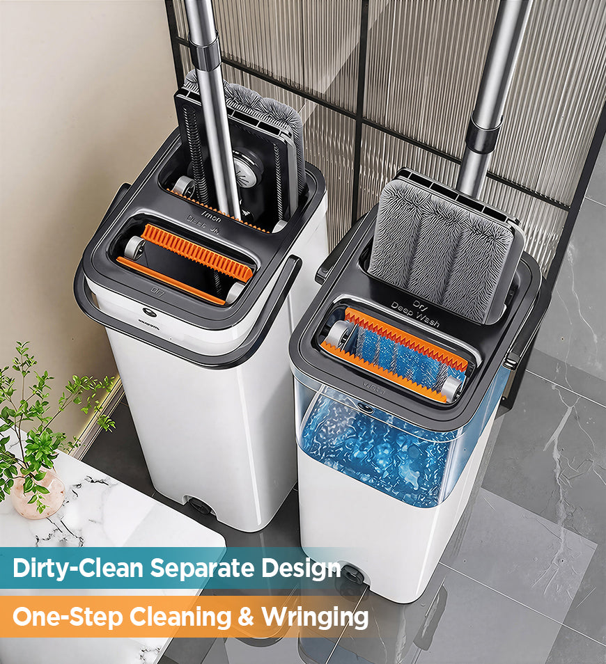 Joybos® Mop And Bucket With Wringer Set for 4 Washable Microfiber Mop Pads Z208