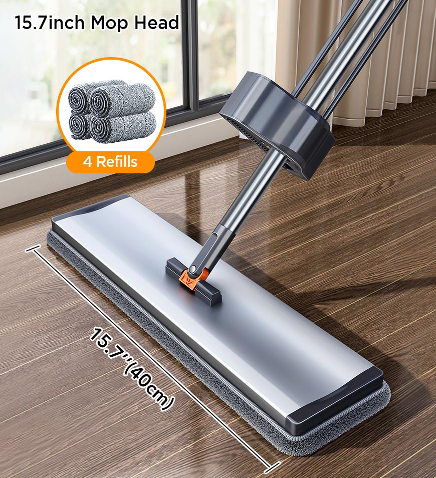 Joybos® 59 Inch Alloy Flat Mop And Bucket For Home With Extra Refills Z149