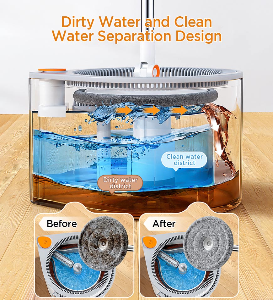 Joybos® 360 Spin Mop Bucket Set and Wringer with Three Types Mop Heads Z56