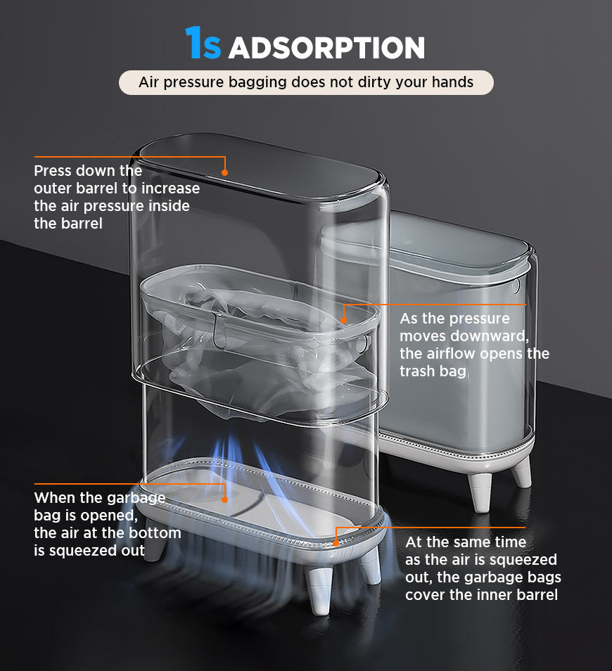 Joybos® Narrow Trash Can With Legs Auto Adsorb Trash Bag Z108