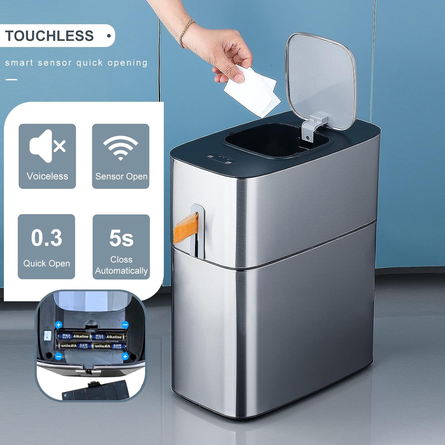 Joybos® Motion Sensor Stainless Steel Automatic Privacy Trash Can Z105