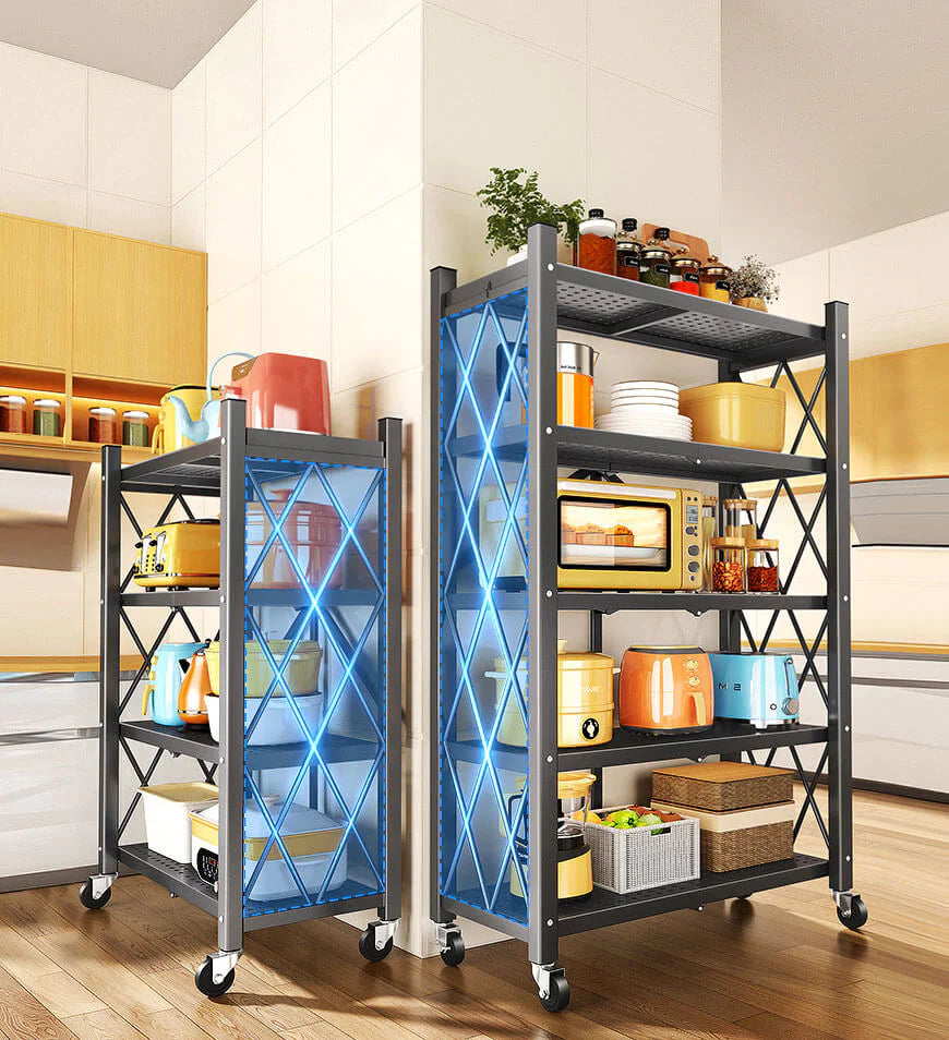 Joybos® Foldable Storage Shelving Units Metal on Wheels Casters