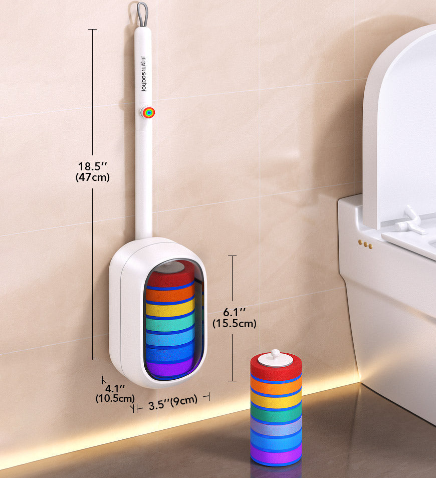 Joybos® Hands-Free Disposable Toilet Brush Set with Built-in Cleaning Fluid & 7 Heads Z209
