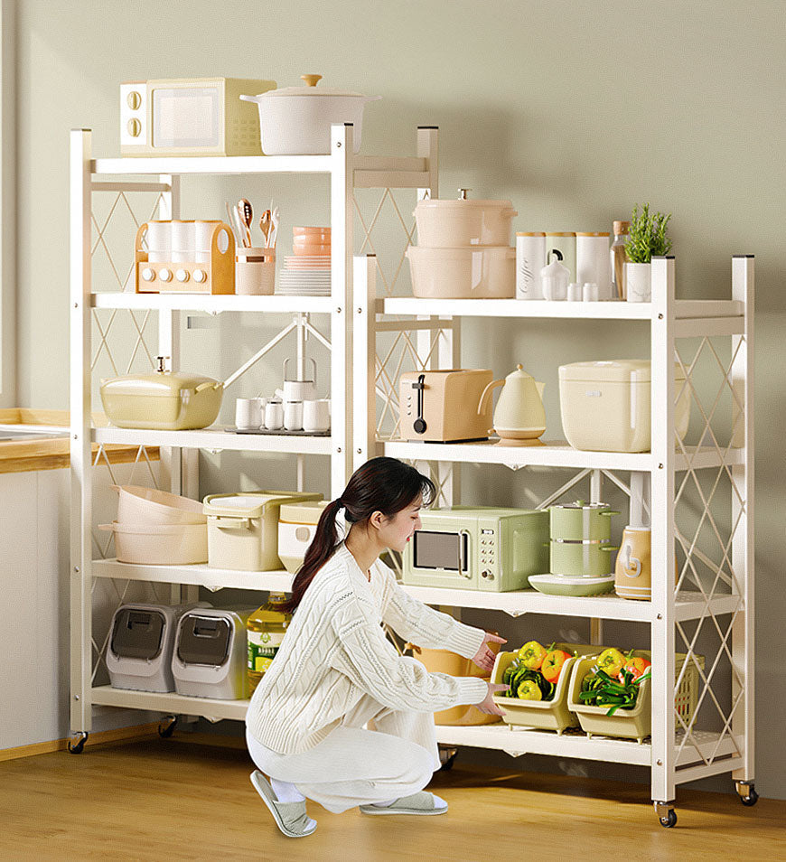 Joybos® Heavy Duty Foldable Metal Organizer Shelves with Wheels Great for Garage Kitchen