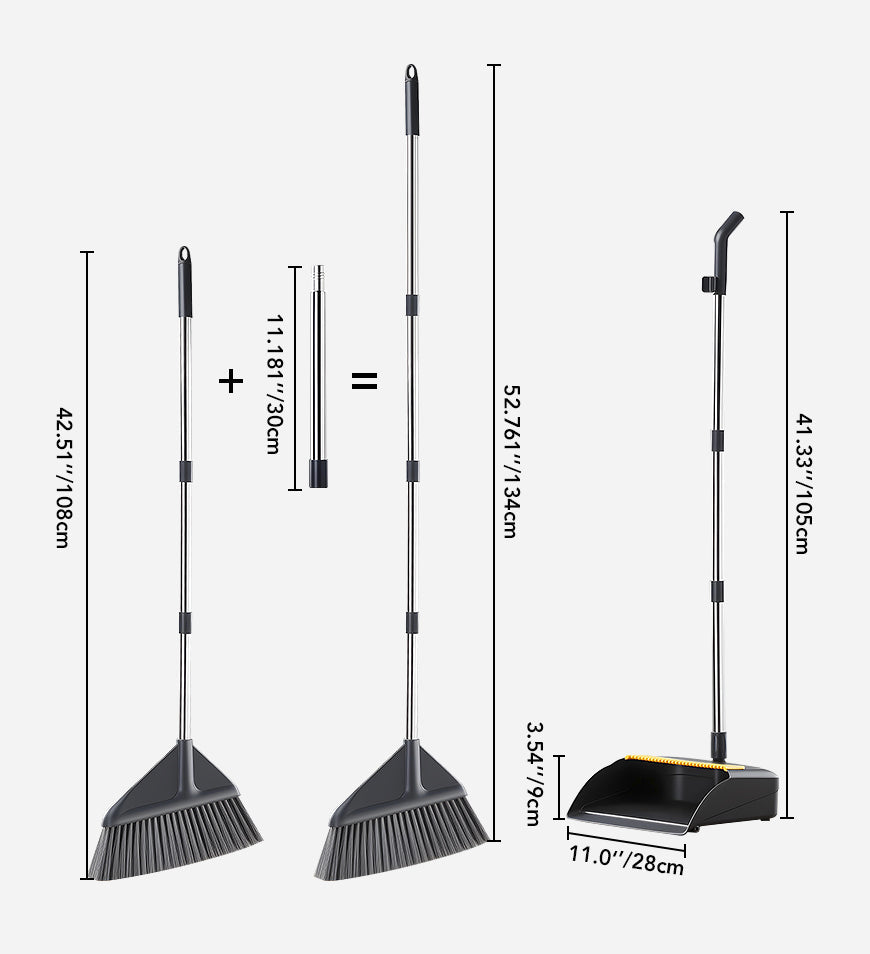Joybos® 3-in-1 Heavy-Duty Broom and Dustpan Combo,Cleaning for Hard Floors, Indoor/Outdoor Use Suitable for Home, Pet Hair Cleaning F277