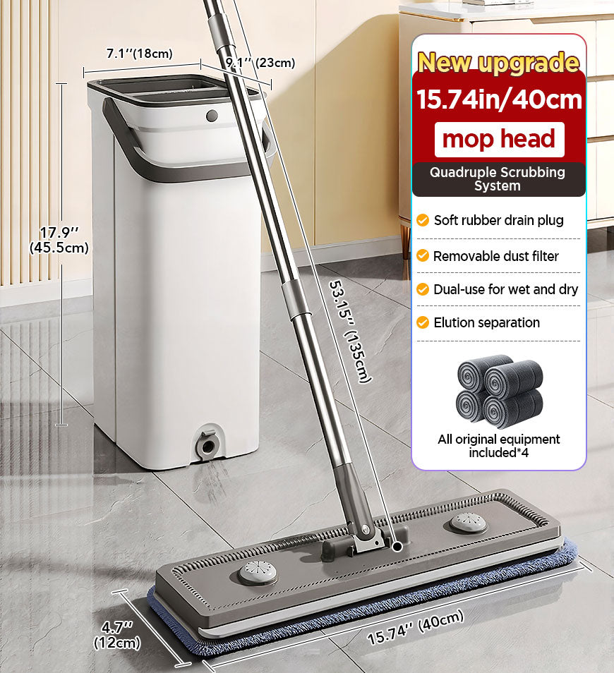 Joybos® Mop And Bucket With Wringer Set for 4 Washable Microfiber Mop Pads Z208