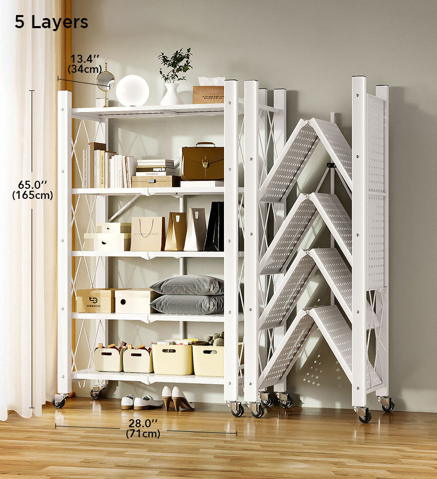 Joybos® Foldable Storage Shelving Units Metal on Wheels Casters