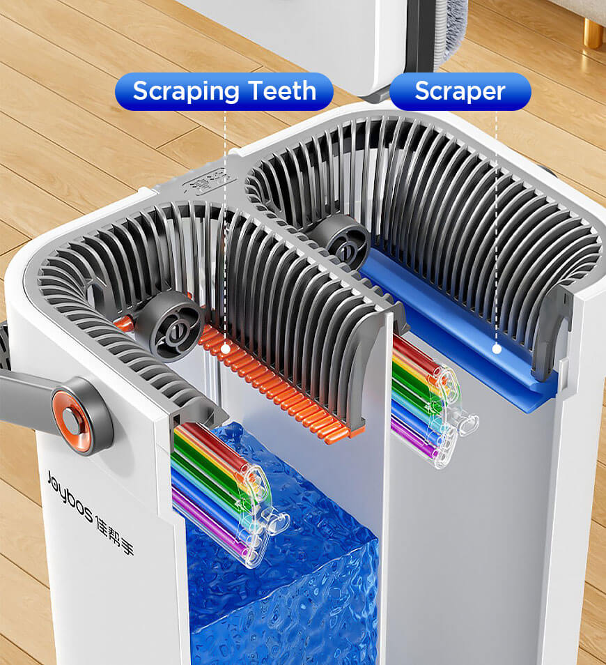 Joybos® Upgrade 2+2 Scrapers 16" Large Flat Mop and Bucket System Z84