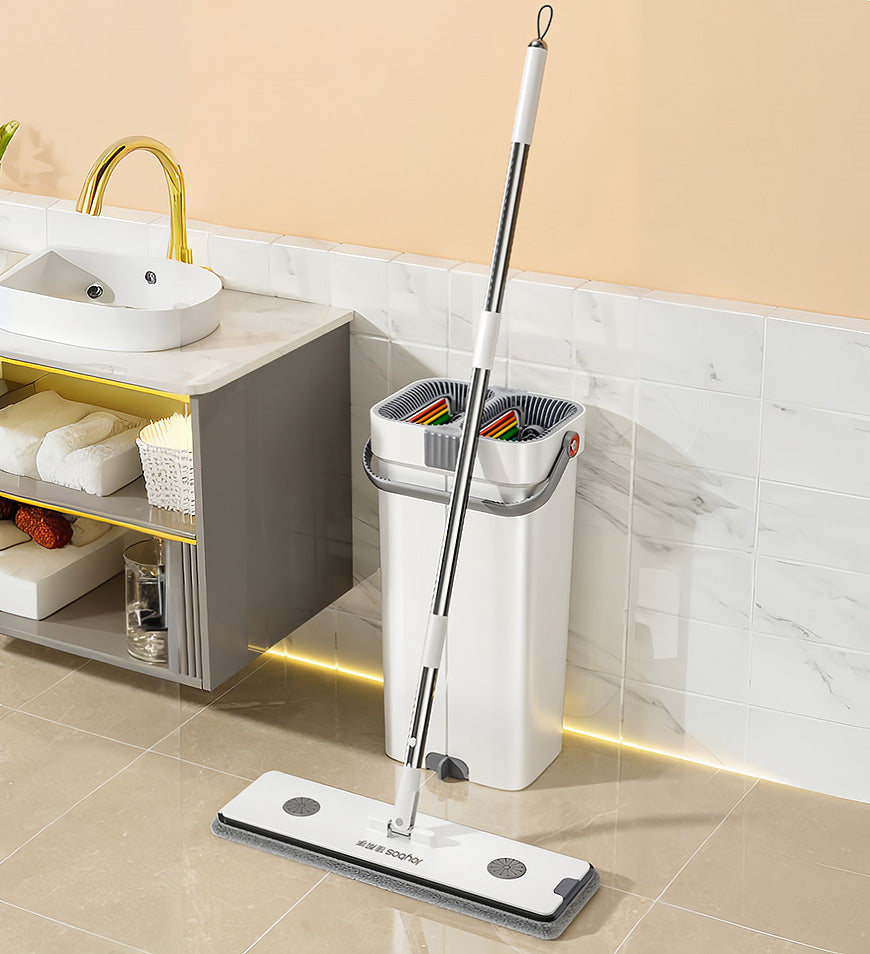 Joybos® Upgrade 2+2 Scrapers 16" Large Flat Mop and Bucket System Z84