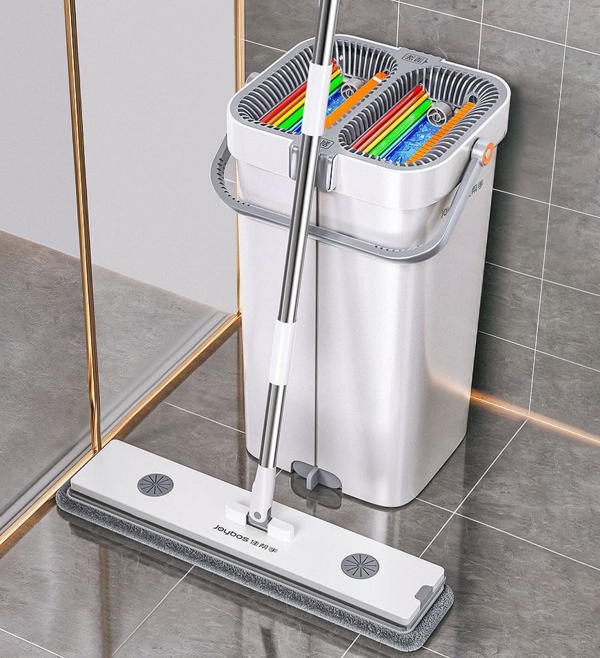 Joybos® Upgrade 2+2 Scrapers 16" Large Flat Mop and Bucket System Z84