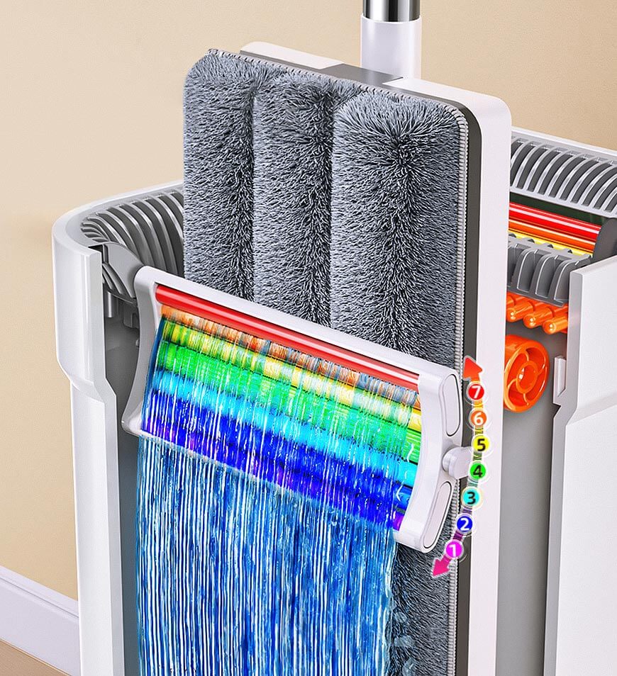 Joybos® Upgrade 2+2 Scrapers 16" Large Flat Mop and Bucket System Z84