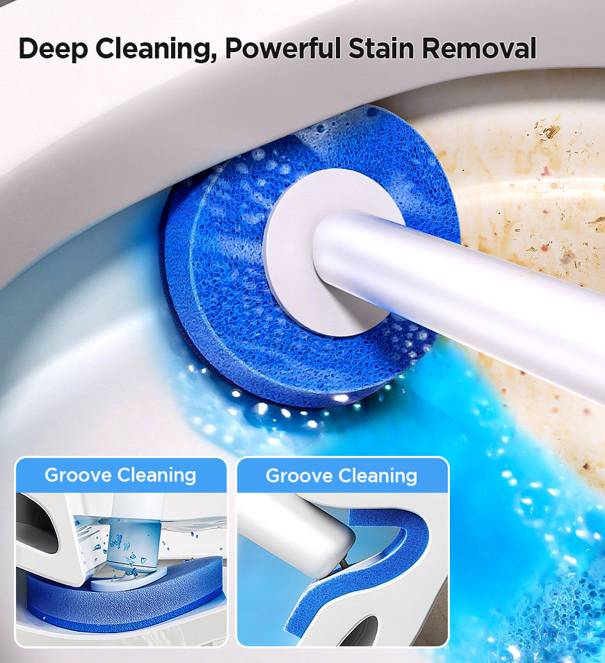 Joybos® Hands-Free Disposable Toilet Brush Set with Built-in Cleaning Fluid & 7 Heads Z209