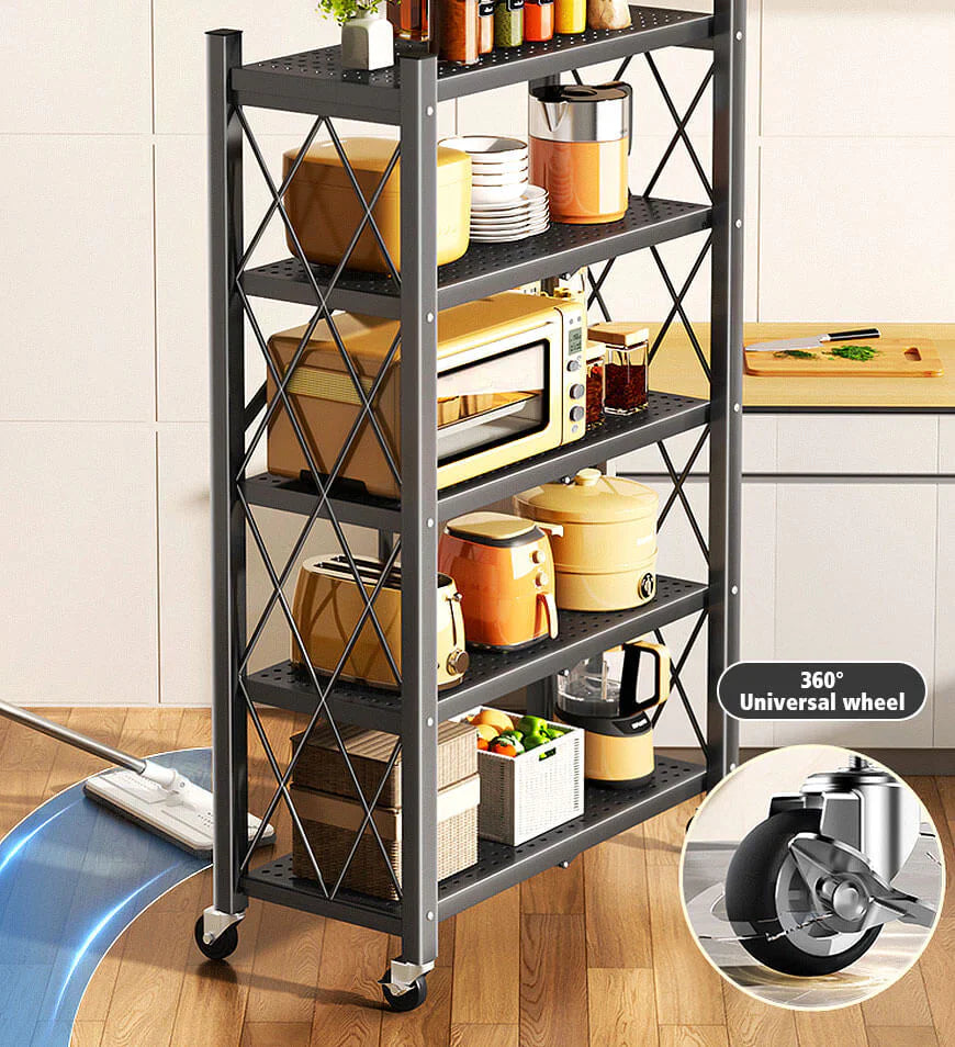 Joybos® Foldable Storage Shelving Units Metal on Wheels Casters