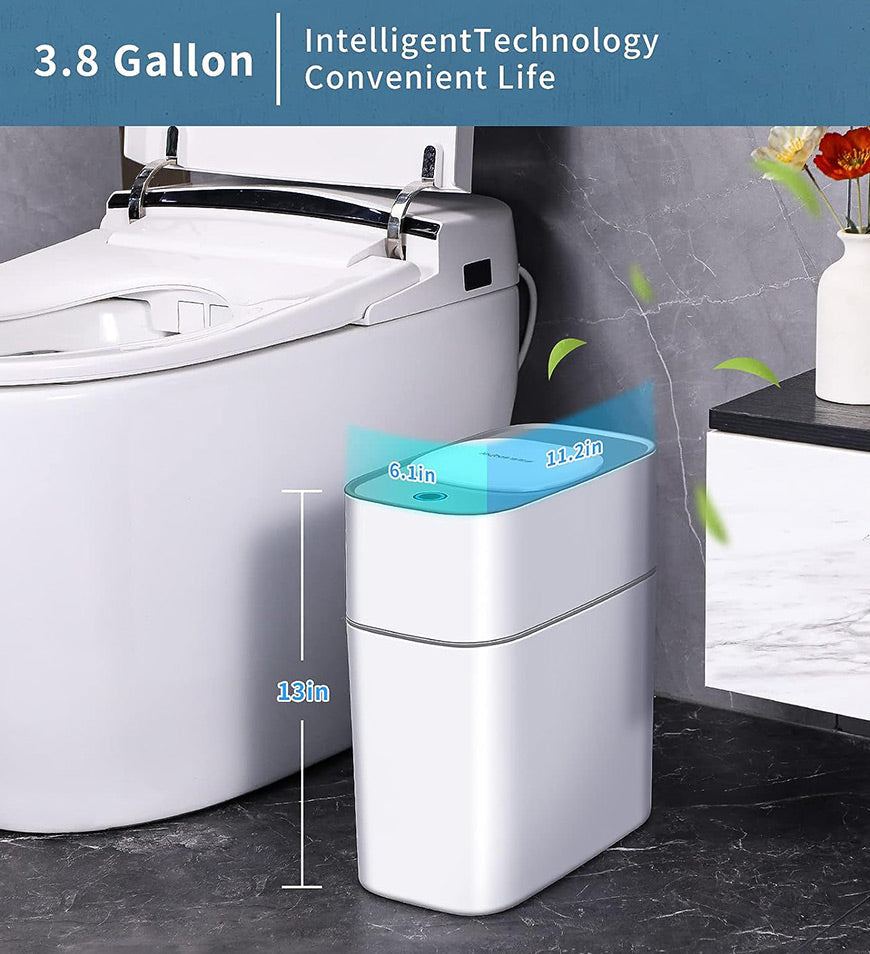 Joybos® Motion Sensor Smart Trash Can with Lid Touchless Garbage Can for Bathroom Z207