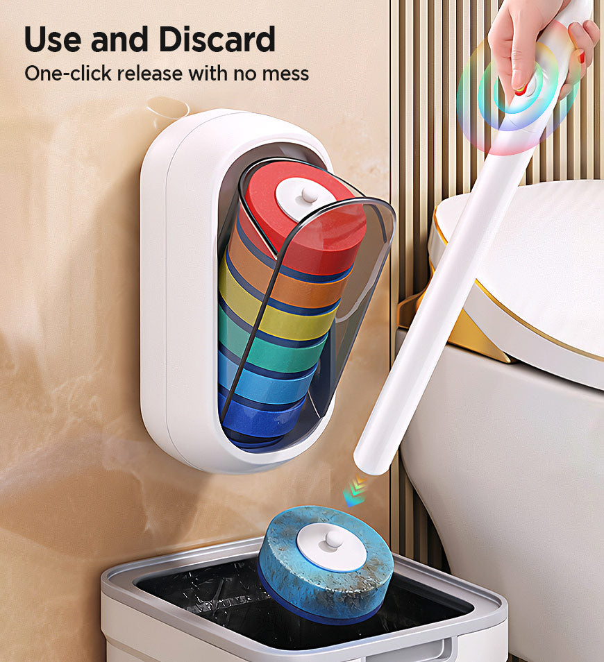 Joybos® Hands-Free Disposable Toilet Brush Set with Built-in Cleaning Fluid & 7 Heads Z209