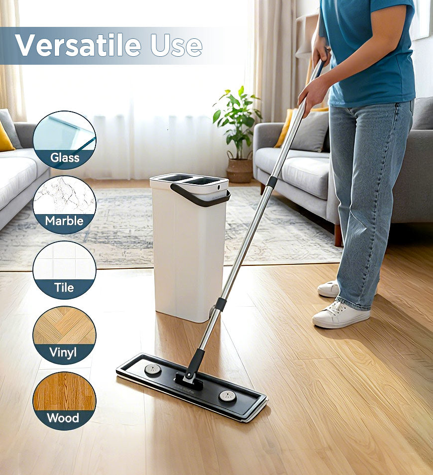 Joybos® Mop And Bucket With Wringer Set for 4 Washable Microfiber Mop Pads Z208