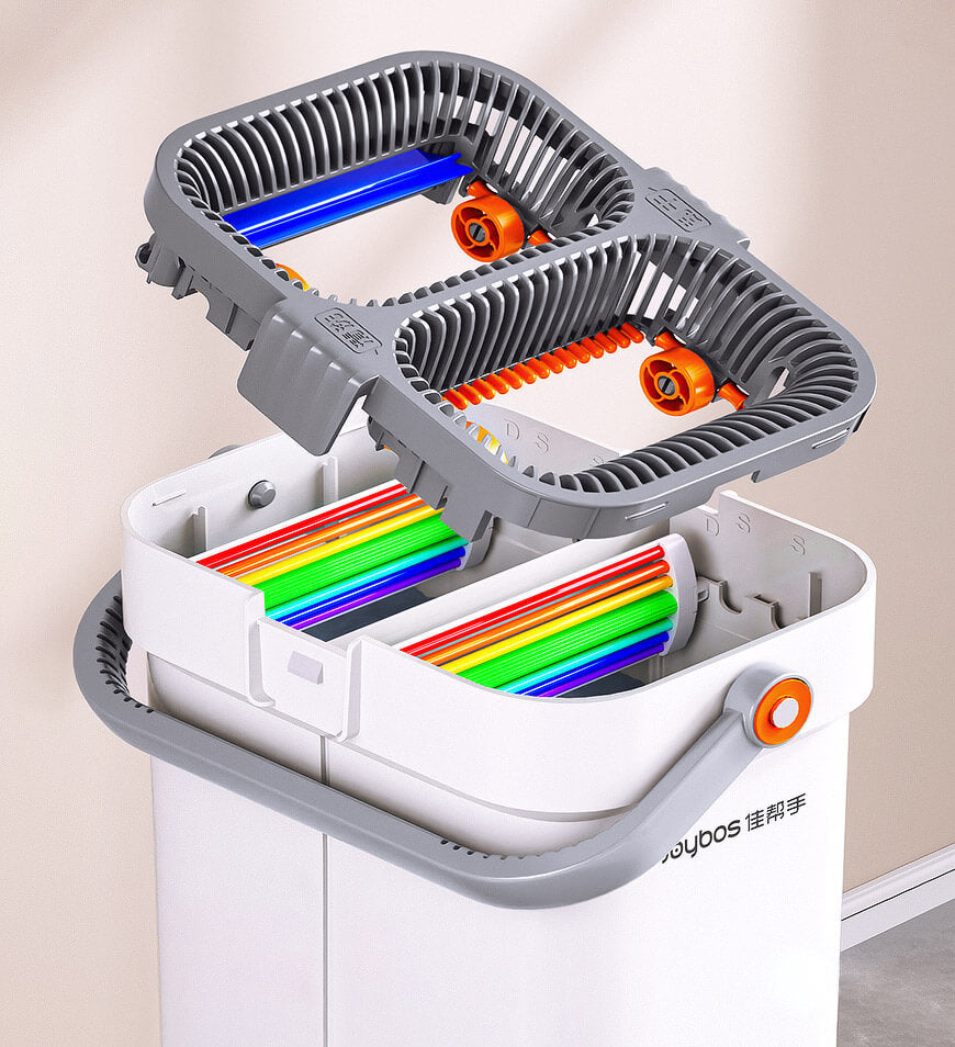 Joybos® Upgrade 2+2 Scrapers 16" Large Flat Mop and Bucket System Z84