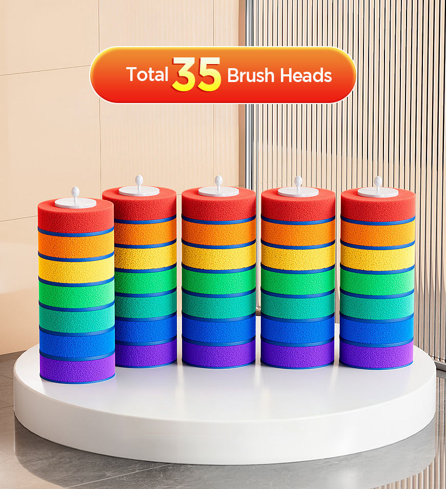 Joybos® Rainbow Toilet Brush Refills, 7 Colors Disposable Toilet Cleaning Heads Z210