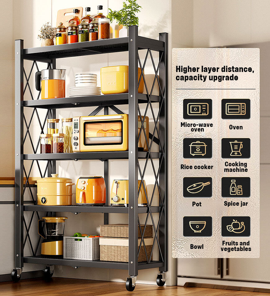 Joybos® Foldable Storage Shelving Units Metal on Wheels Casters