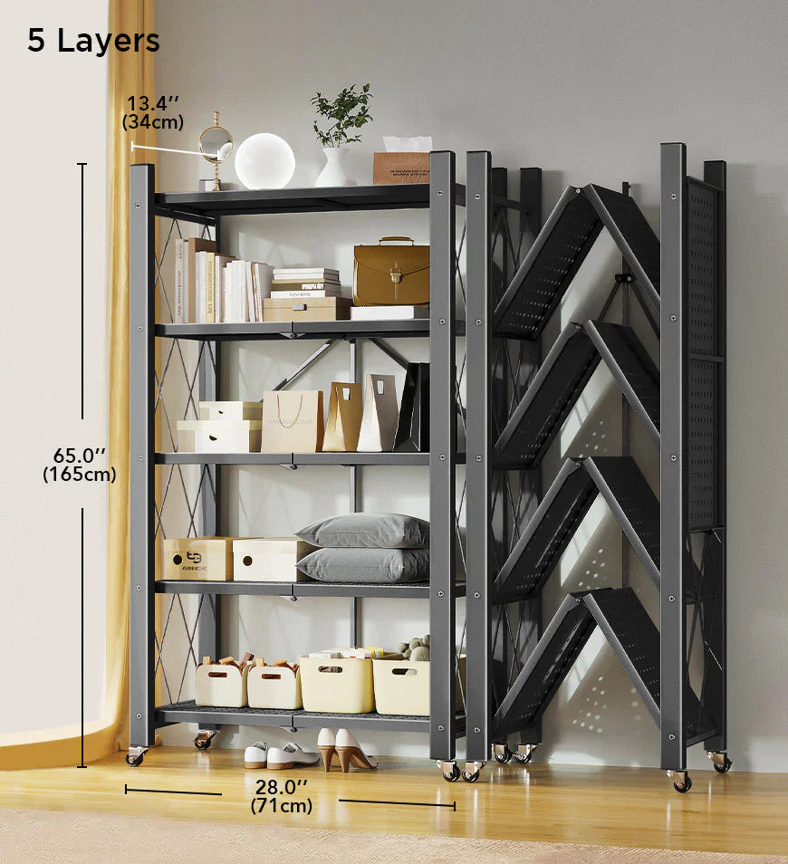 Joybos® Foldable Storage Shelving Units Metal on Wheels Casters