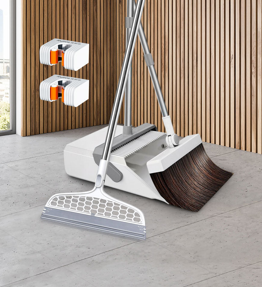 Joybos® Broom and Windproof Dustpan with Adjustable Handle