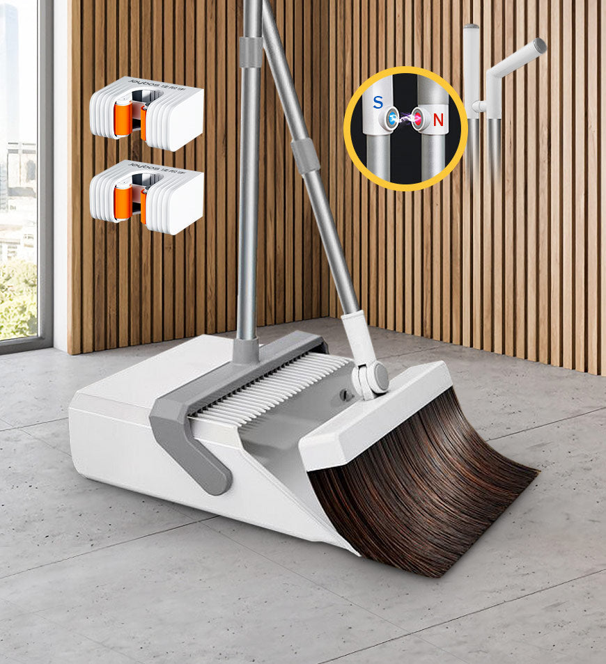 Joybos® Broom and Windproof Dustpan with Adjustable Handle