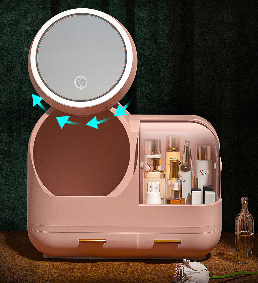 Joybos® Makeup Storage Organizer Box with Led Lighted Mirror