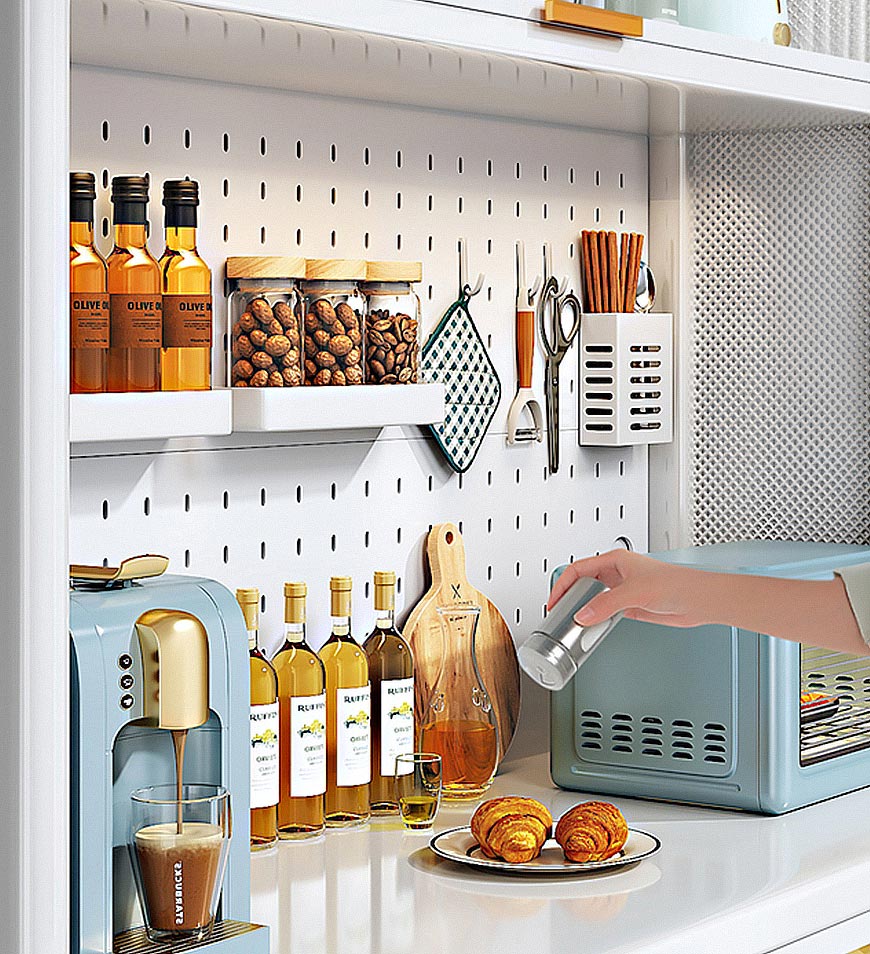 Joybos® Metal Kitchen Pantry Storage Cabinet with DIY Pegboard Wall