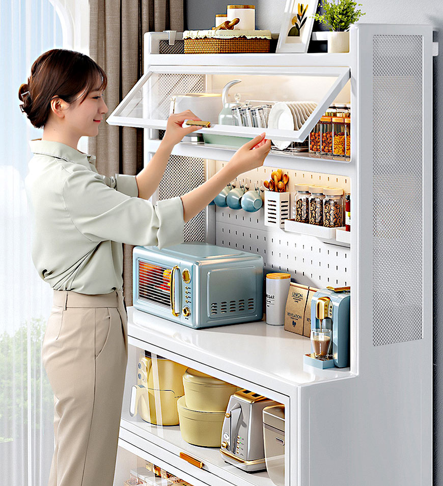 Joybos® Metal Kitchen Pantry Storage Cabinet with DIY Pegboard Wall